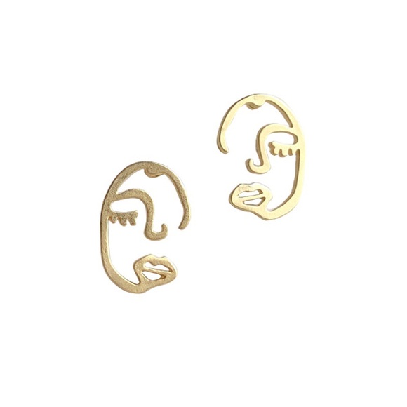 💙Face Art Stud Earrings Sterling Silver - Picture 4 of 11